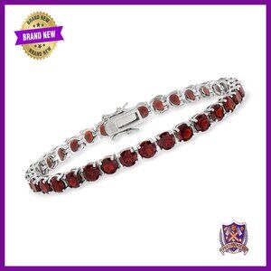Sterling Silver Garnet Tennis Bracelet 7 Inch 19.2ct